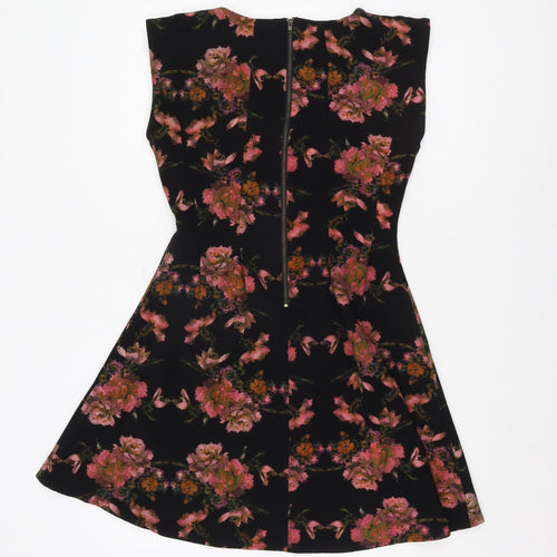 AX Paris Women's Black Floral Fit & Flare Dress Size 10