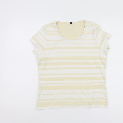 Dash Women's Beige Striped T-Shirt Size 10