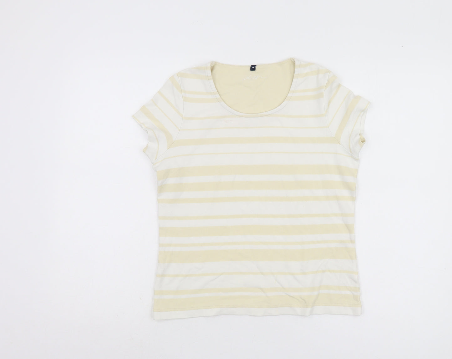 Dash Women's Beige Striped T-Shirt Size 10