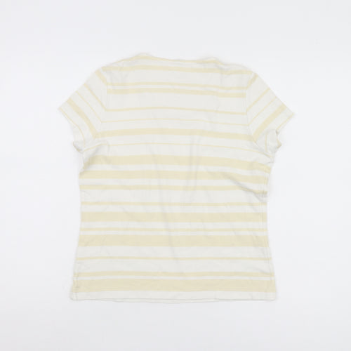 Dash Women's Beige Striped T-Shirt Size 10