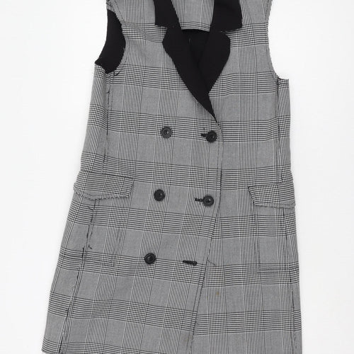 Topshop Women's Checked Waistcoat Black Size 10