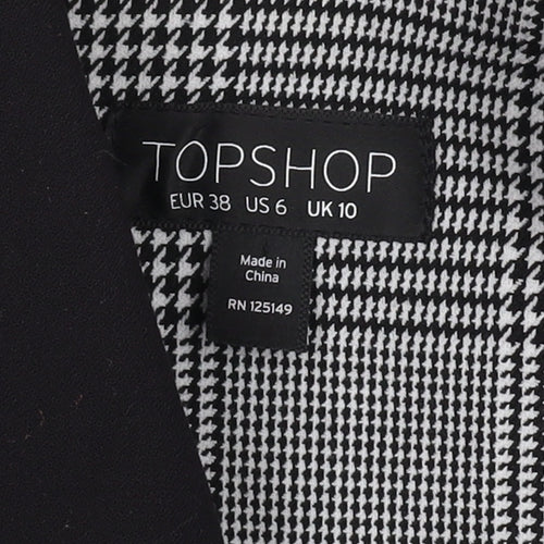 Topshop Women's Checked Waistcoat Black Size 10