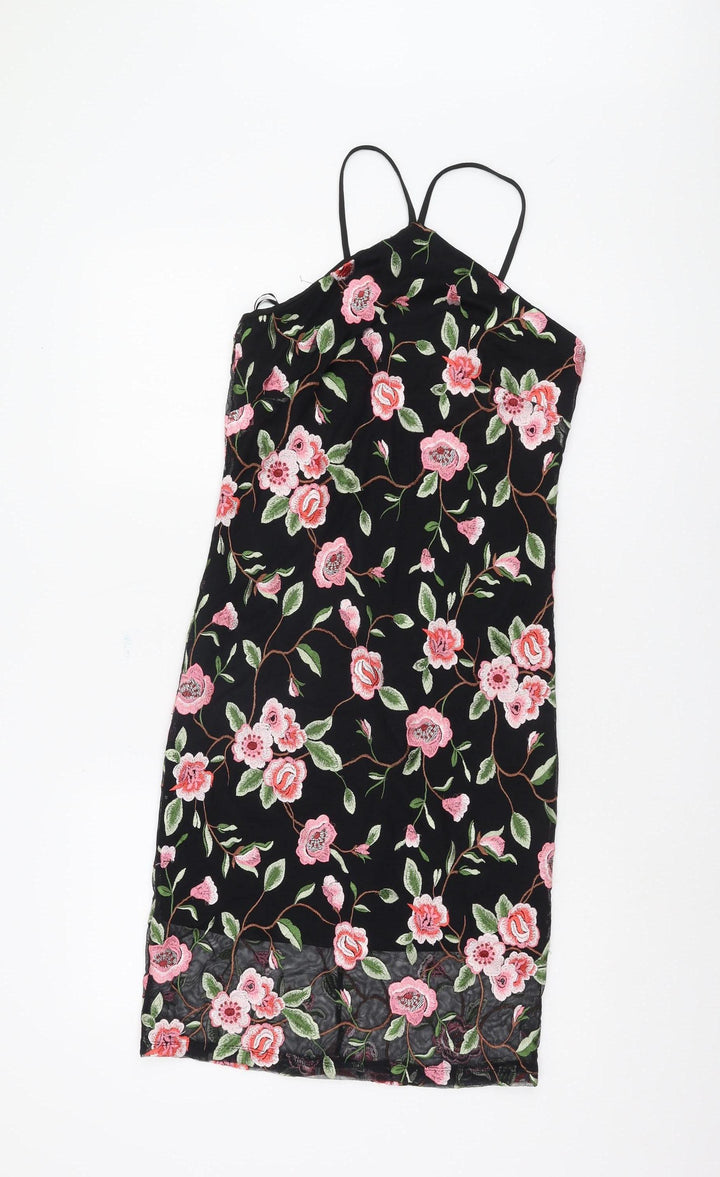 New Look Women's Black Floral Slip Dress Size 12