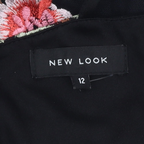 New Look Women's Black Floral Slip Dress Size 12