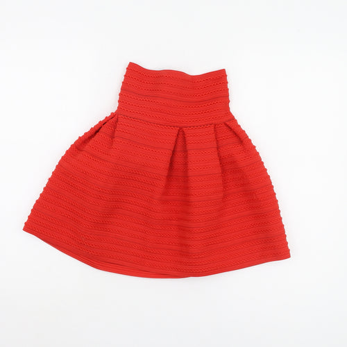 H&M Red Women's XS Skirt with Zip Closure