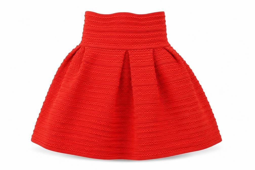 Front view of H&M Red Women's XS Skirt with Zip Closure