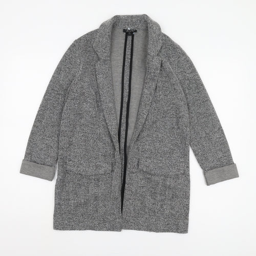 Topshop Grey Herringbone Coatigan, Women's Size 8