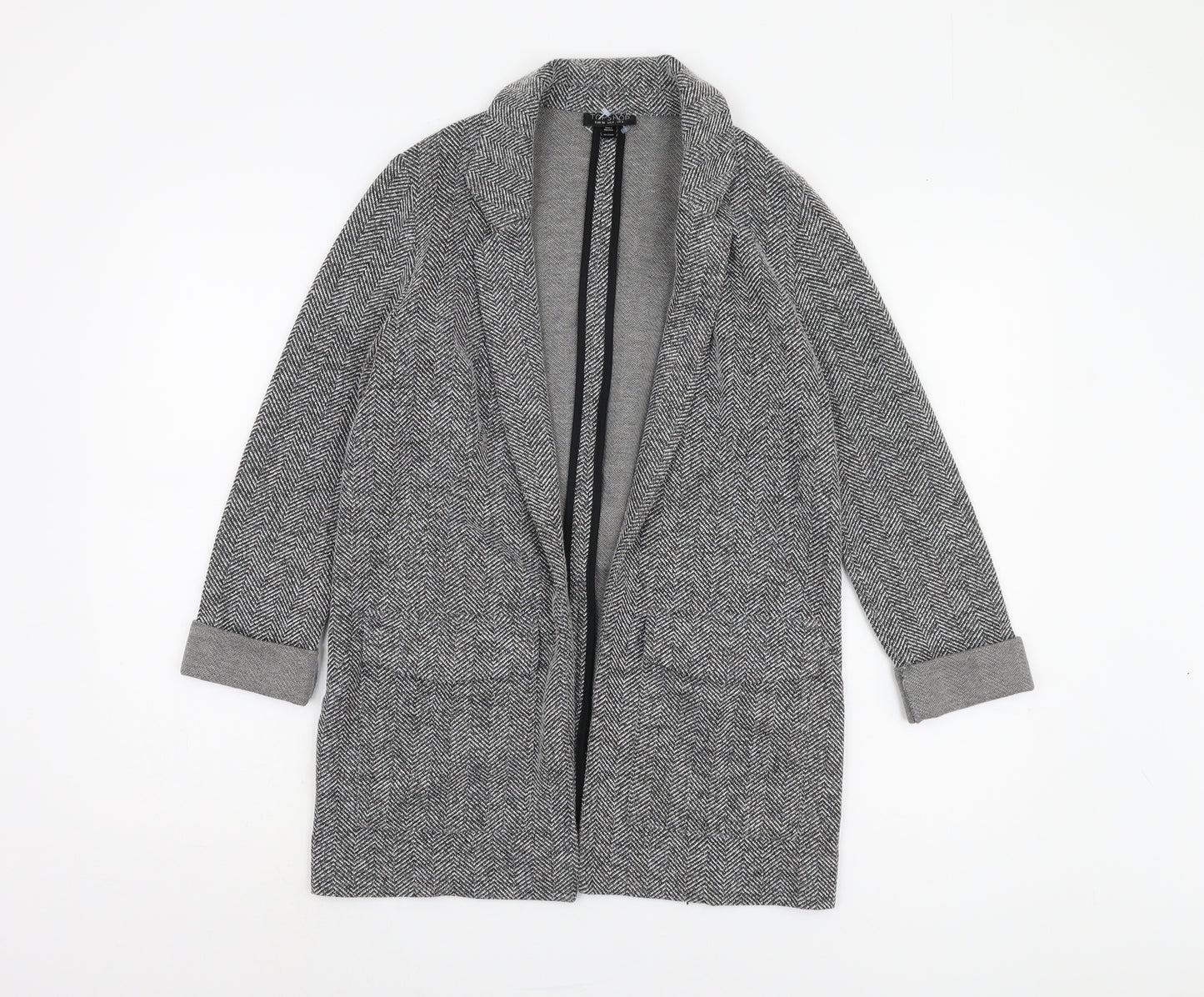 Topshop Grey Herringbone Coatigan, Women's Size 8