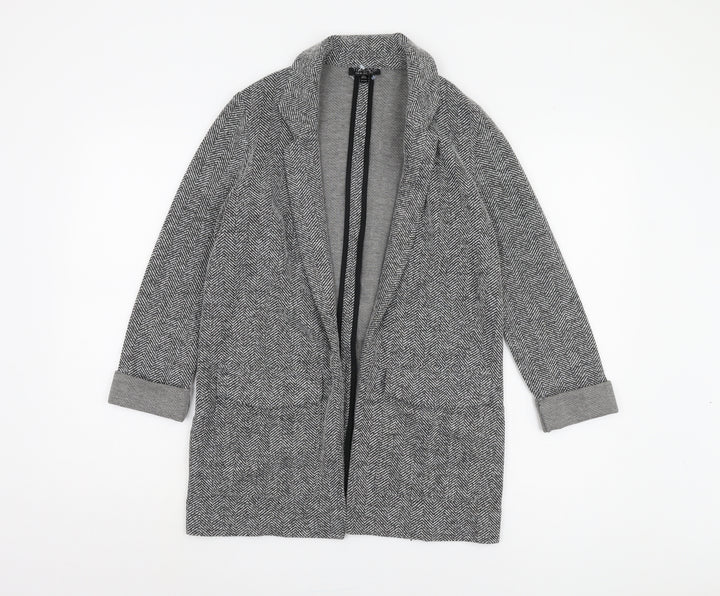 Topshop Grey Herringbone Coatigan, Women's Size 8
