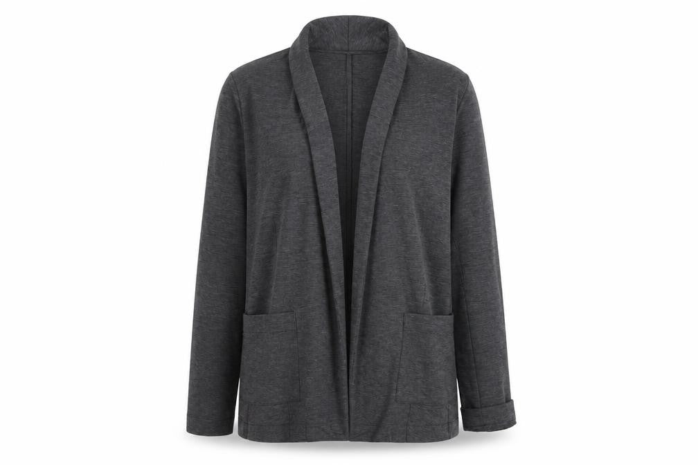 Front view of Warehouse Women's Grey Blazer, size 12, Casual Workwear