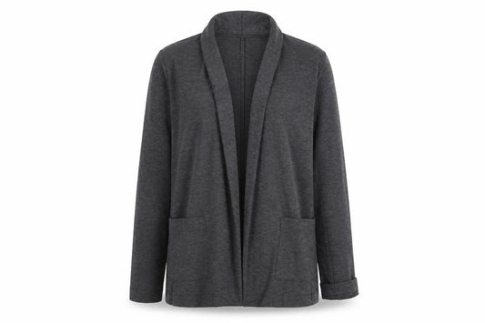 Front view of Warehouse Women's Grey Blazer, size 12, Casual Workwear