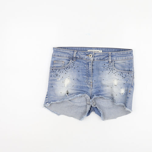 Next Women's Blue Denim Cut-Off Shorts Size 12