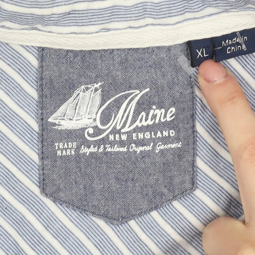 Maine New England Men's Blue XL Striped Casual Shirt