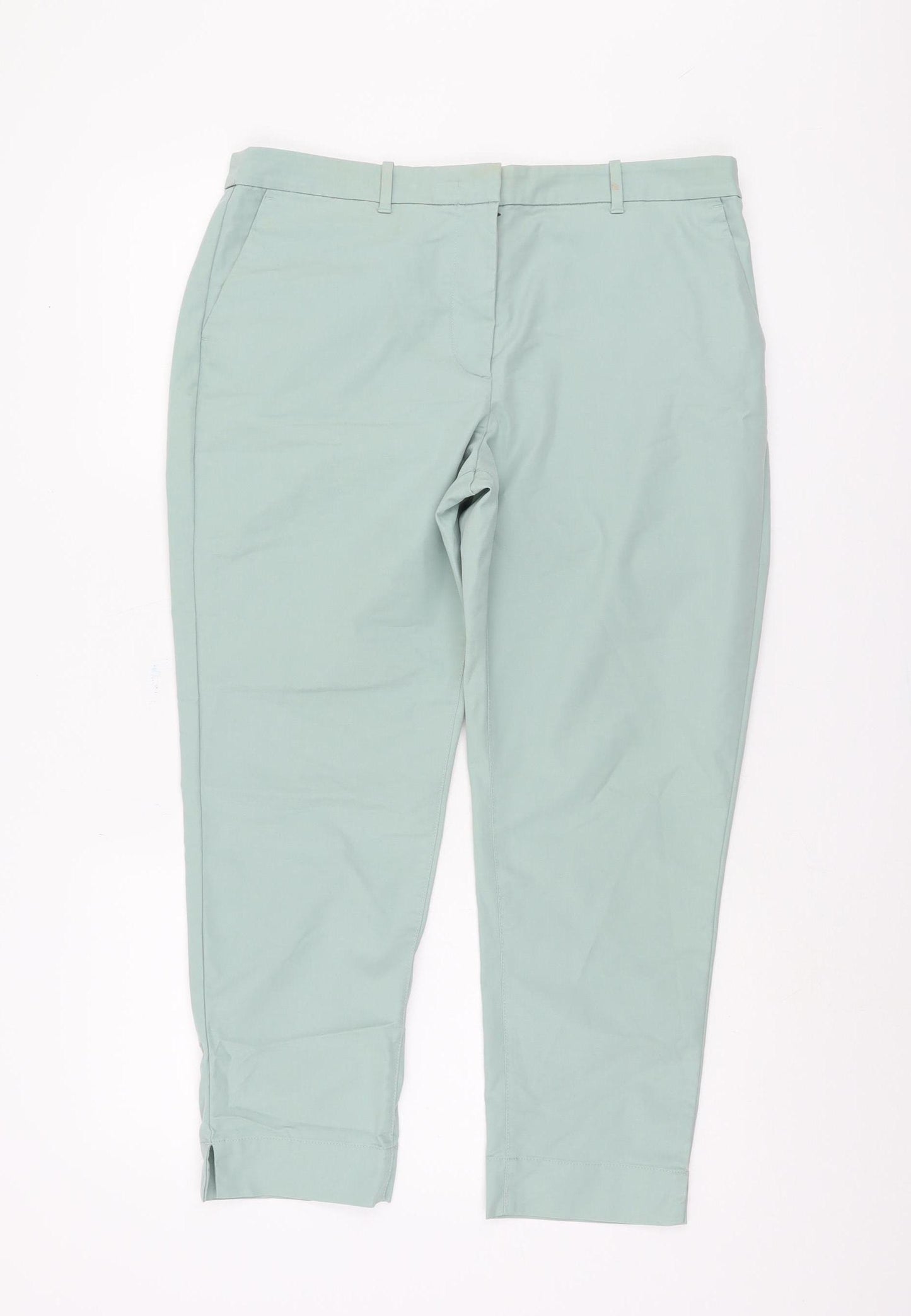Marks and Spencer Women's Green Chino Trousers Size 14