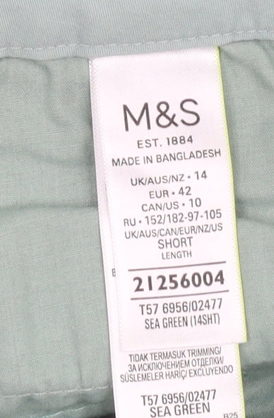 Marks and Spencer Women's Green Chino Trousers Size 14