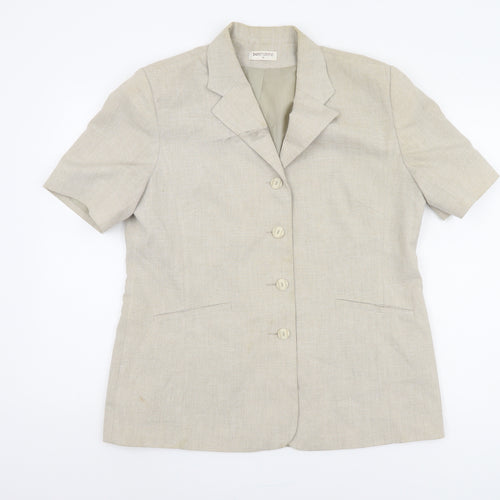 Bonmarché Women's Beige Blazer Size 16 Short Sleeve