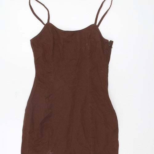 H&M Women Brown Bodycon Dress Size 10 Casual Party