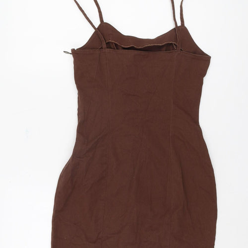 H&M Women Brown Bodycon Dress Size 10 Casual Party