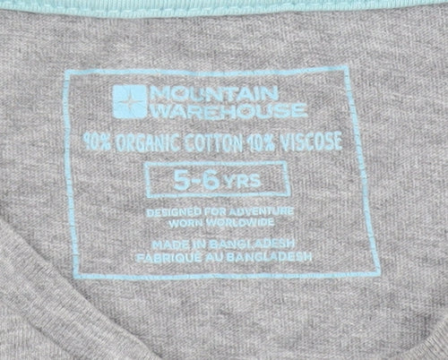 Mountain Warehouse Girls Grey T-Shirt 5-6 Years Graphic Print