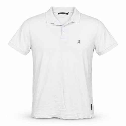 French Connection Men's White Polo, Size L, Casual Short Sleeve
