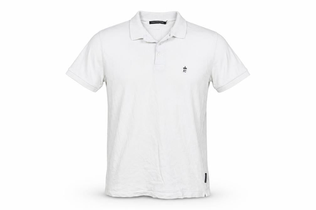 French Connection Men's White Polo, Size L, Casual Short Sleeve