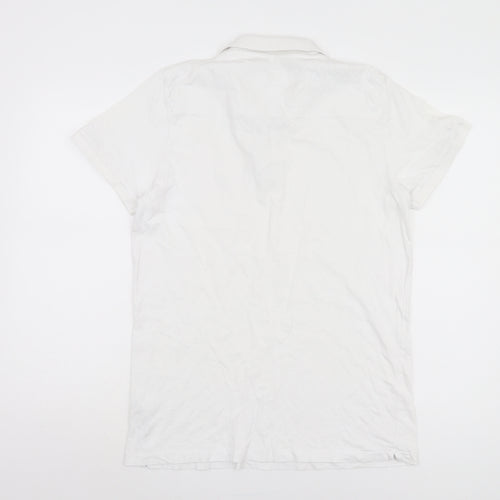 French Connection Men's White Polo, Size L, Casual Short Sleeve