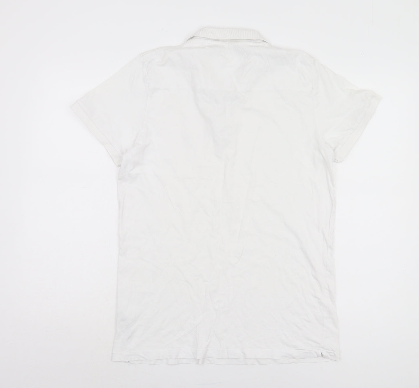 French Connection Men's White Polo, Size L, Casual Short Sleeve