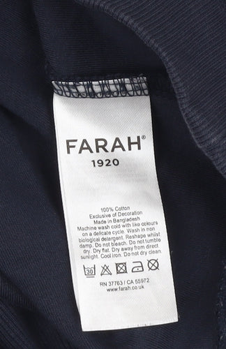 Farah Unisex Blue M Pullover Sweatshirt, Casual Cotton