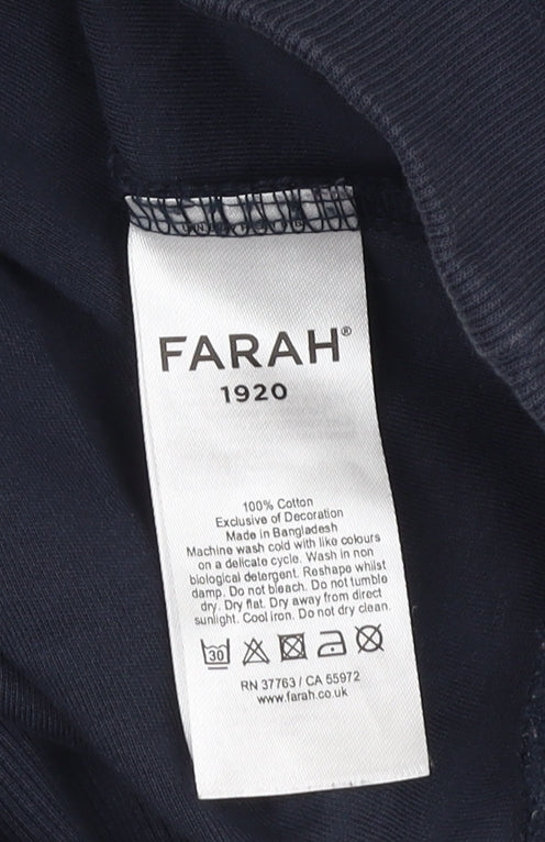 Farah Unisex Blue M Pullover Sweatshirt, Casual Cotton
