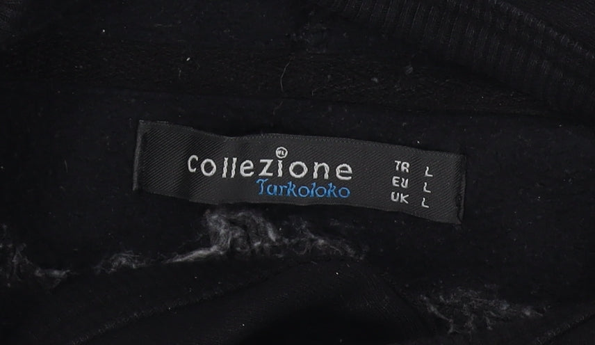 Collezione Unisex Black Hoodie L with Logo Accents