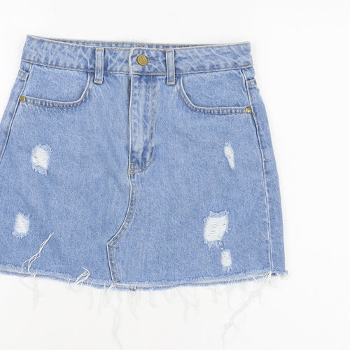 Boohoo Women's Blue Denim Mini Skirt Size 8