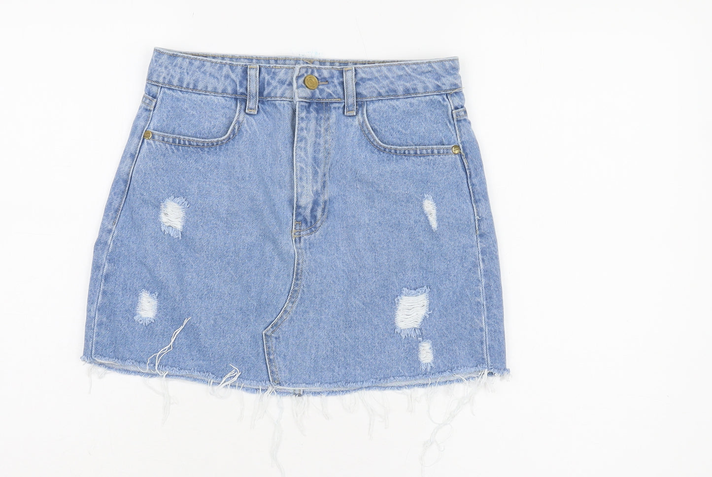 Boohoo Women's Blue Denim Mini Skirt Size 8