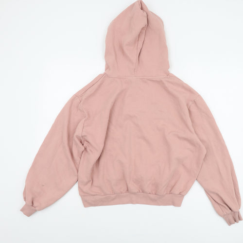 H&M Women's Pink Hoodie Size 14 Pullover with Logo