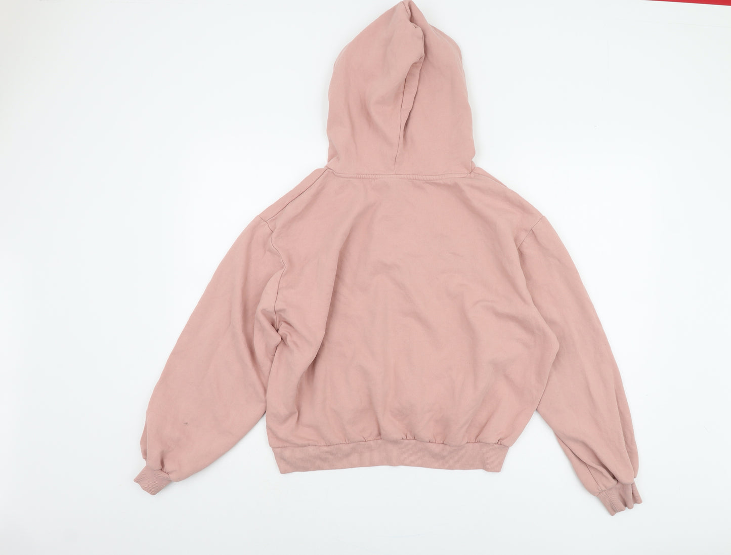 H&M Women's Pink Hoodie Size 14 Pullover with Logo