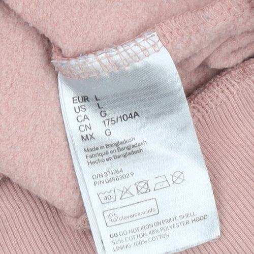 H&M Women's Pink Hoodie Size 14 Pullover with Logo