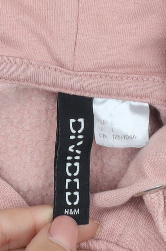 H&M Women's Pink Hoodie Size 14 Pullover with Logo
