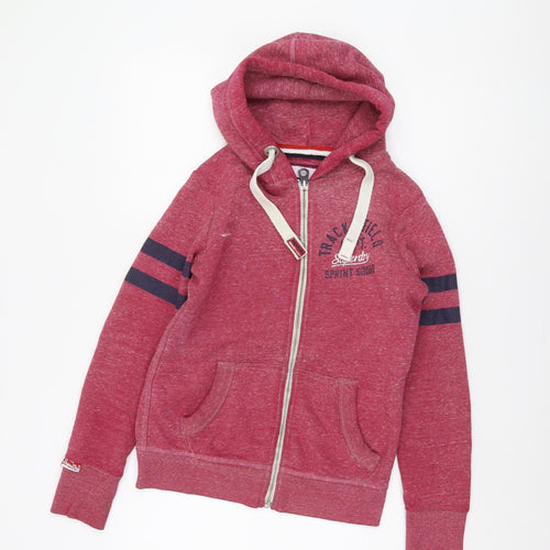 Superdry Red Full Zip Hoodie S Unisex Casual