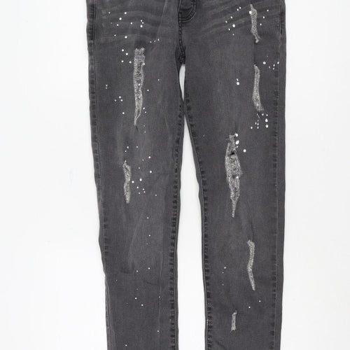MAN Men's Black Distressed Denim Jeans Size 34R