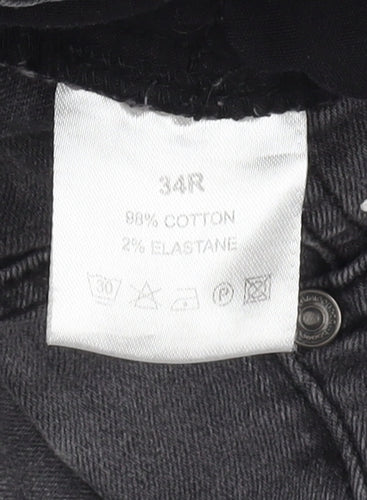 MAN Men's Black Distressed Denim Jeans Size 34R