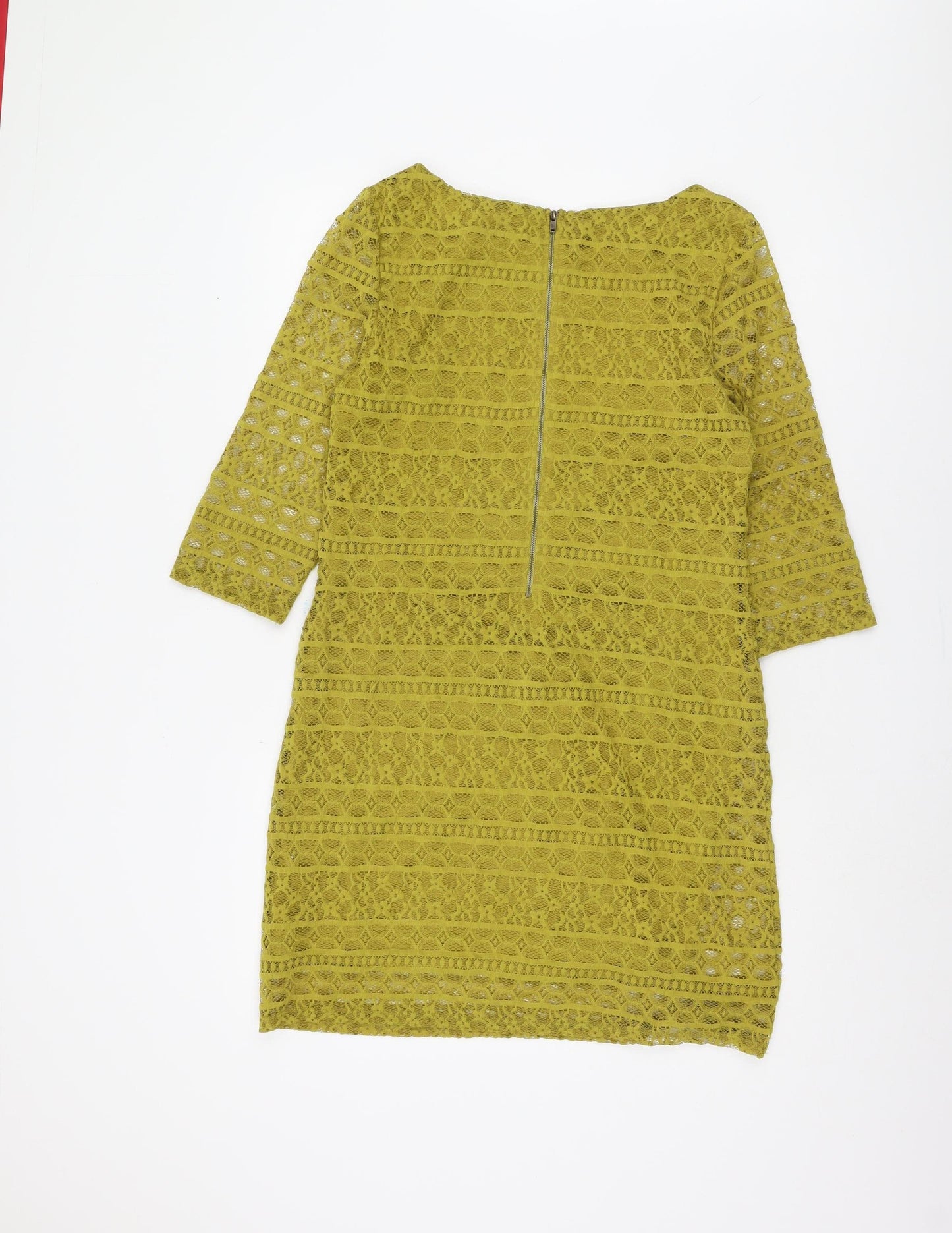 Warehouse Women's Yellow Lace Shift Dress UK 14