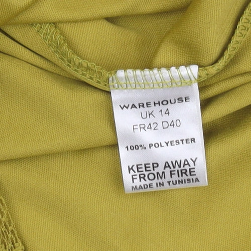 Warehouse Women's Yellow Lace Shift Dress UK 14