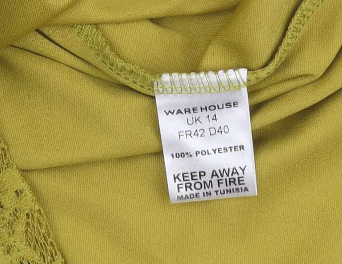 Warehouse Women's Yellow Lace Shift Dress UK 14