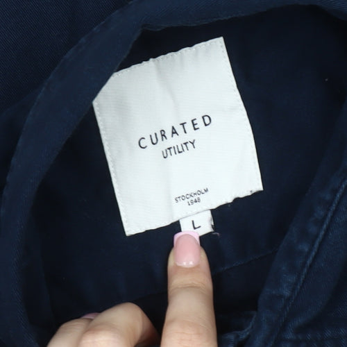 Curated Utility Men's Blue Long Sleeve Shirt Large