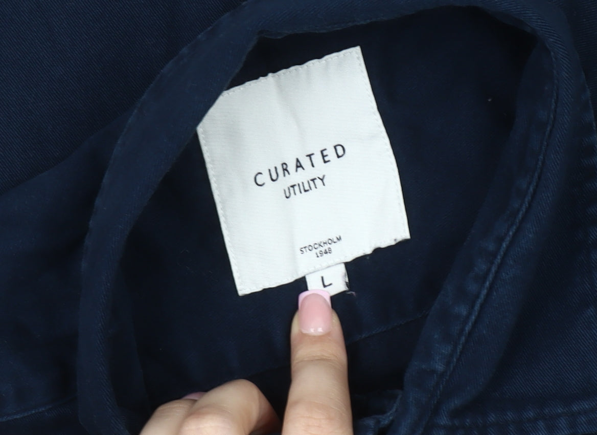 Curated Utility Men's Blue Long Sleeve Shirt Large