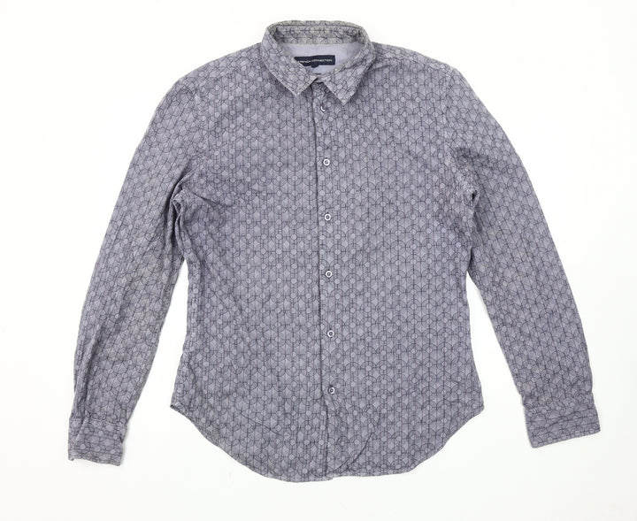 French Connection Men's Grey Geometric Button-Up Shirt L