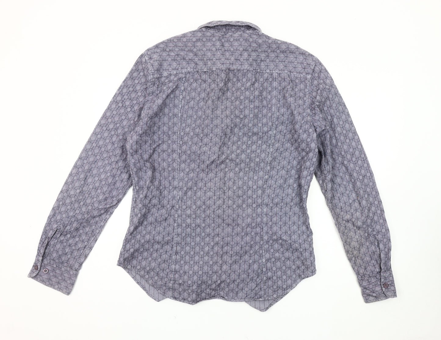 French Connection Men's Grey Geometric Button-Up Shirt L