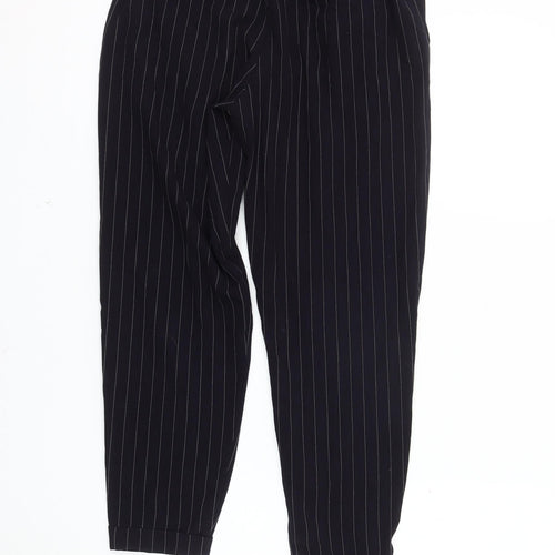 Bershka Women's Black Striped Trousers Size S