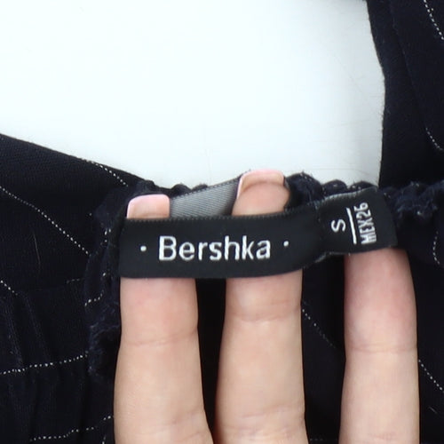 Bershka Women's Black Striped Trousers Size S