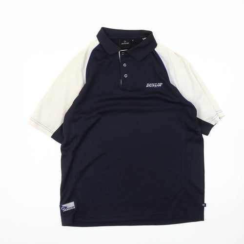Dunlop Men's Black and White Polo Shirt Size M