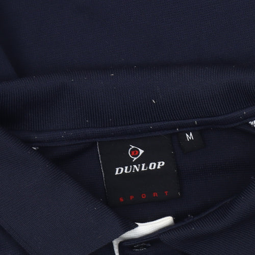 Dunlop Men's Black and White Polo Shirt Size M